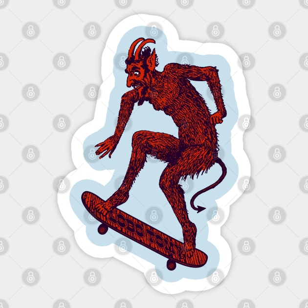 SATAN RIDES WITH US by Lobo Tomy skateboards Sticker by boozecruisecrew